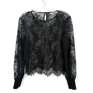 Dividend Black Lace Blouse Womens Size 6 Sheer Top Whimsigoth Dainty Academia